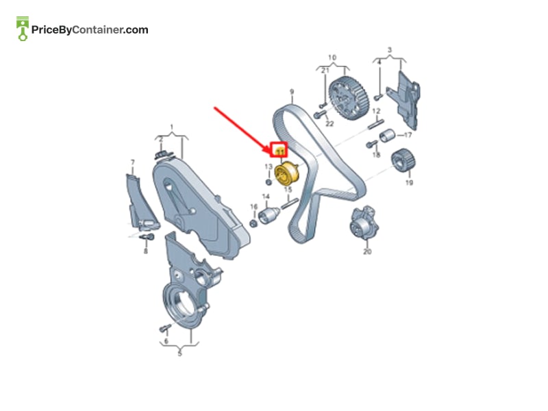 AUDI / VOLKSWAGEN 04L109243T — AUDI GENUINE TENSIONER 04L109243T