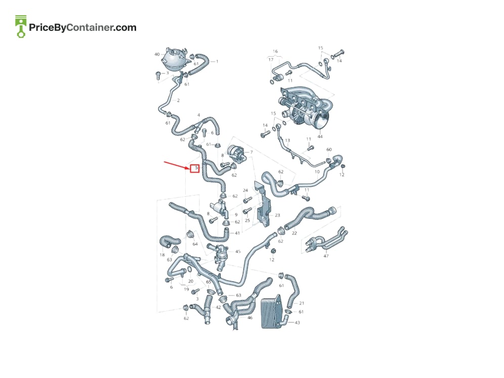 AUDI / VOLKSWAGEN 07K121063F — AUDI GENUINE COOLANT HOSE 07K121063F