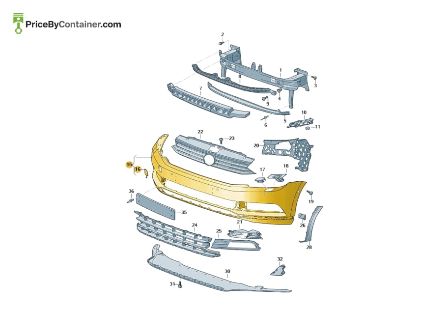 AUDI / VOLKSWAGEN 3G0807217DGRU — AUDI GENUINE BUMPER 3G0807217DGRU