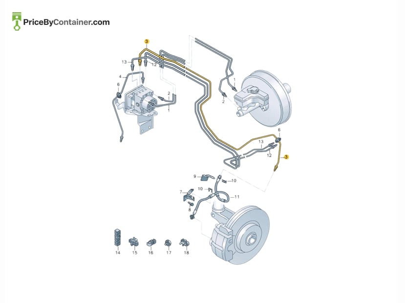 AUDI / VOLKSWAGEN 3QF614723A — AUDI / VOLKSWAGEN GENUINE BRAKE LINE 3QF614723A