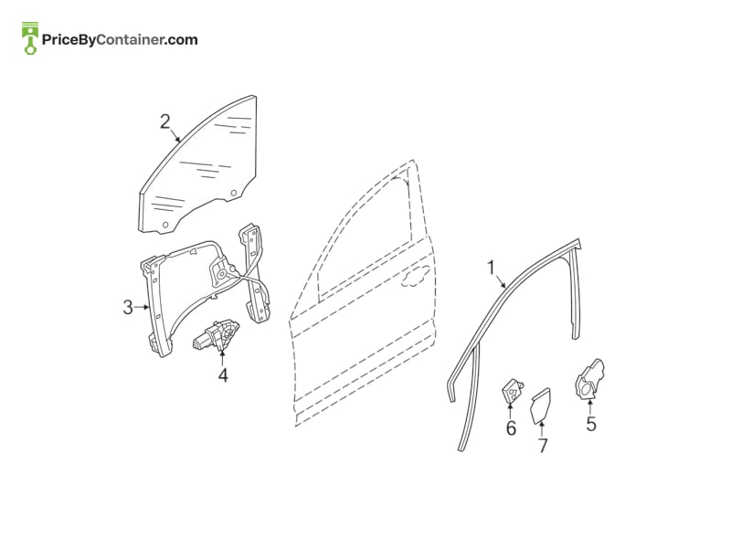 AUDI / VOLKSWAGEN 4G0845022C — AUDI GENUINE FRONT DOOR WINDOW GLASS 4G0845022C
