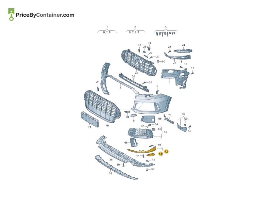 AUDI / VOLKSWAGEN 4M0807543GRU — AUDI / VOLKSWAGEN GENUINE FR.SPOILER LH 4M0807543GRU