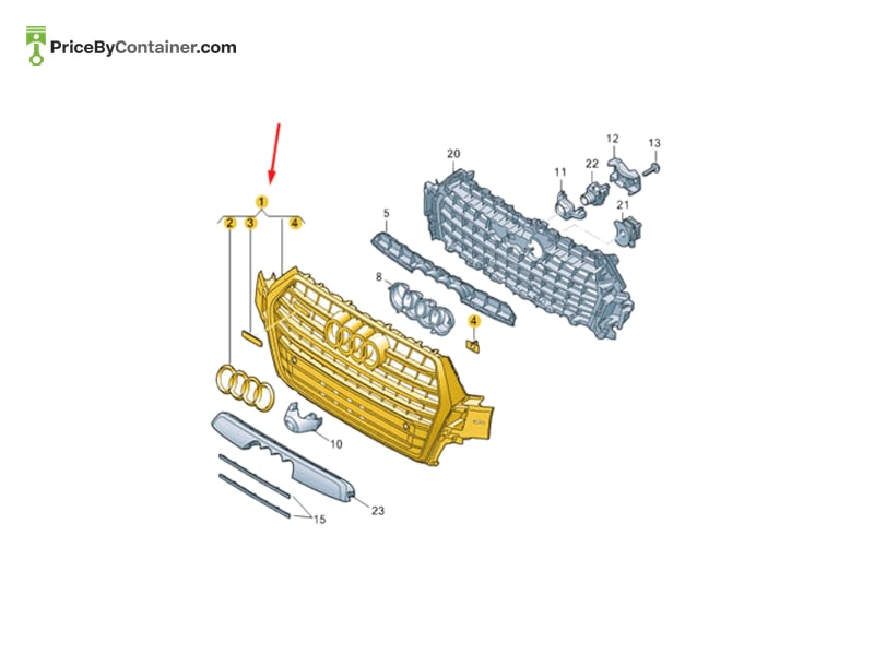 AUDI / VOLKSWAGEN 4M0853651JRN4 — AUDI / VOLKSWAGEN GENUINE SHOWGRILLE 4M0853651JRN4