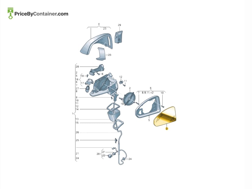 AUDI / VOLKSWAGEN 4M0857535F — AUDI / VOLKSWAGEN GENUINE MIRROR GLASS 4M0857535F