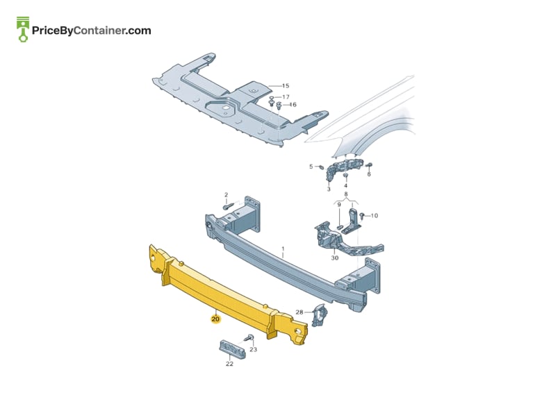 AUDI / VOLKSWAGEN 4M8807550E — AUDI / VOLKSWAGEN GENUINE FR BUMPER ABSORBER 4M8807550E