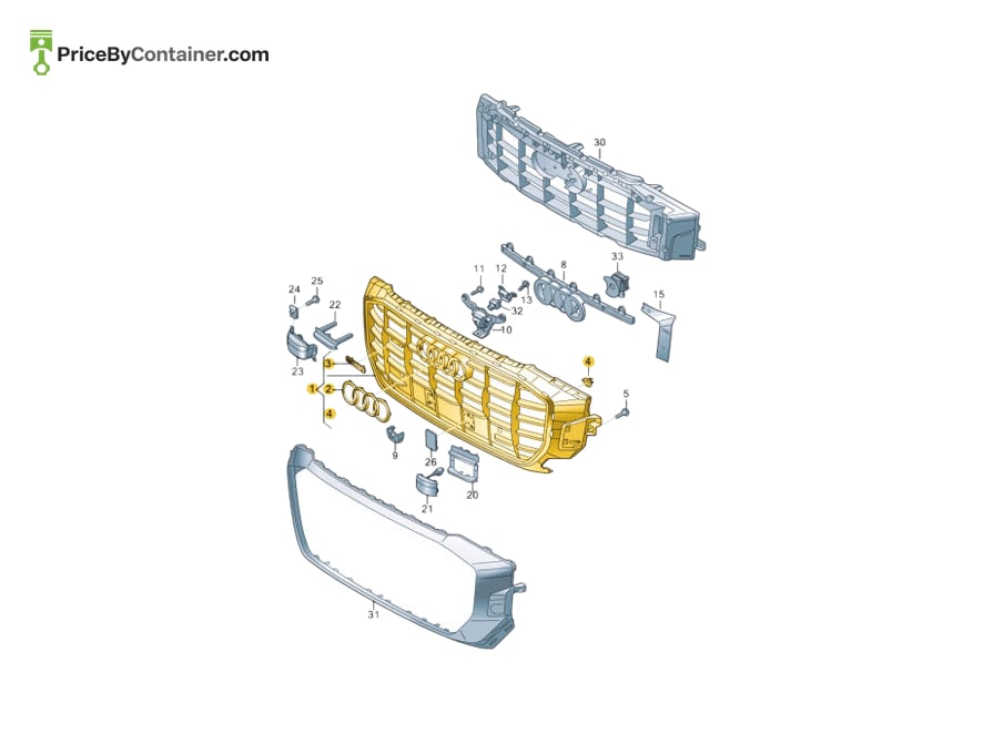 AUDI / VOLKSWAGEN 4M8853651AS3FZ — AUDI / VOLKSWAGEN GENUINE GRILL 4M8853651AS3FZ