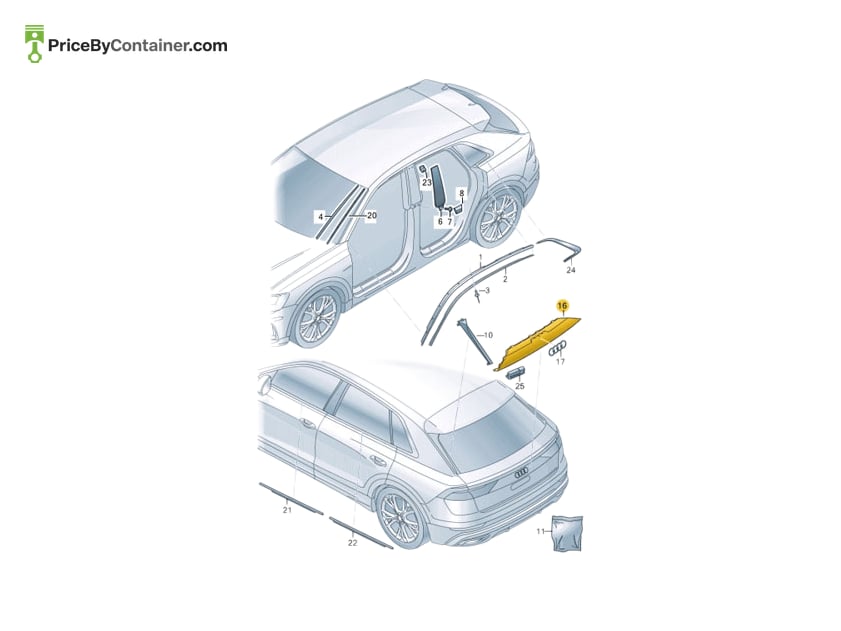 AUDI / VOLKSWAGEN 4M8853927Y9B — AUDI / VOLKSWAGEN GENUINE TRIM- LOWER- REAR LID 4M8853927Y9B