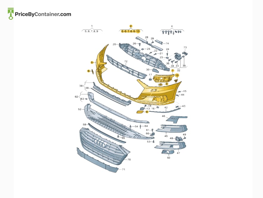 AUDI / VOLKSWAGEN 4N0807065AGRU — AUDI / VOLKSWAGEN GENUINE FRNT BUMPER COVER 4N0807065AGRU