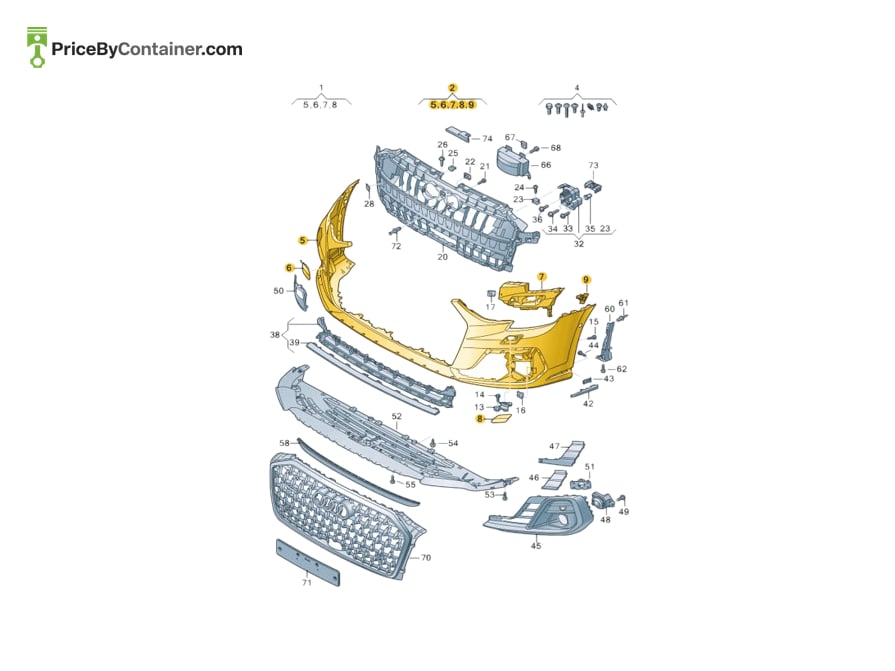 AUDI / VOLKSWAGEN 4N0807065JGRU — AUDI / VOLKSWAGEN GENUINE FRONT BUMPER 4N0807065JGRU