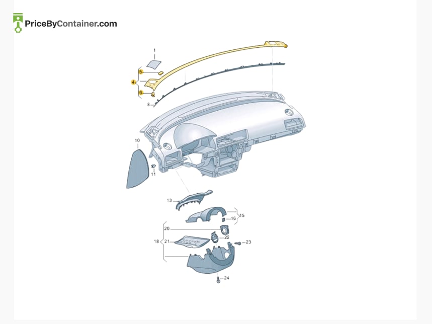AUDI / VOLKSWAGEN 561857192B81U — AUDI / VOLKSWAGEN GENUINE COVER DASHBOARD 561857192B81U