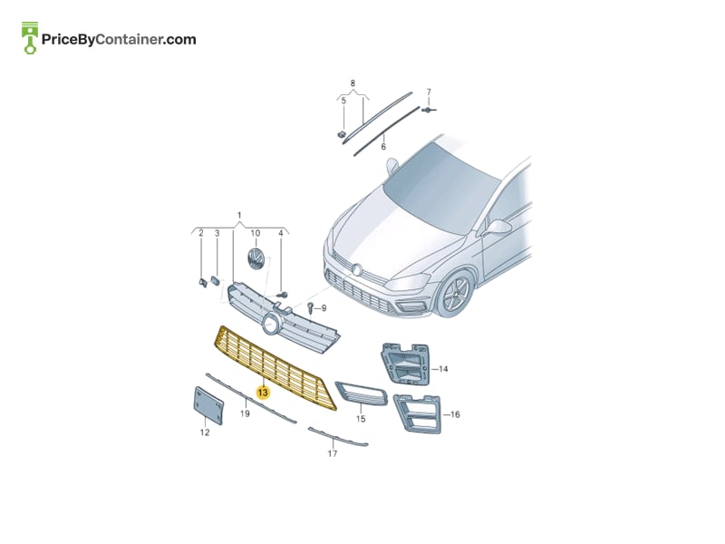 AUDI / VOLKSWAGEN 5G0853677G041 — AUDI / VOLKSWAGEN GENUINE GRILLE 5G0853677G041