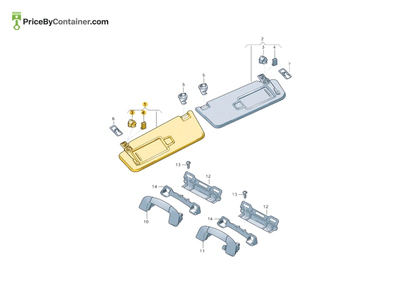 AUDI / VOLKSWAGEN 5G0857551AJ3H8 — AUDI / VOLKSWAGEN GENUINE SUN VIZOR 5G0857551AJ3H8