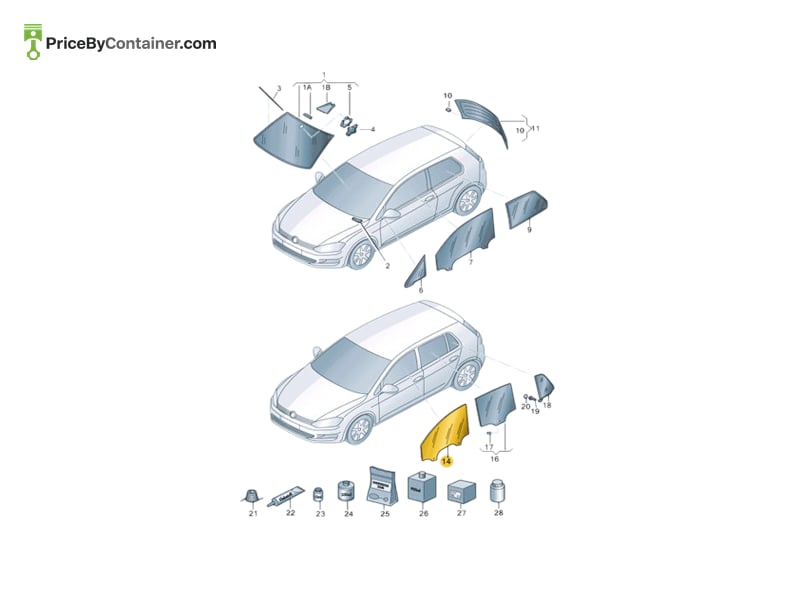 AUDI / VOLKSWAGEN 5G4845201B — AUDI / VOLKSWAGEN GENUINE GLASS 5G4845201B
