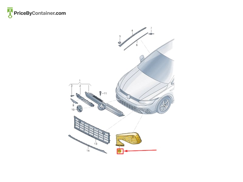 AUDI / VOLKSWAGEN 5H0853666K041 — AUDI / VOLKSWAGEN GENUINE LOWER GRILL 5H0853666K041