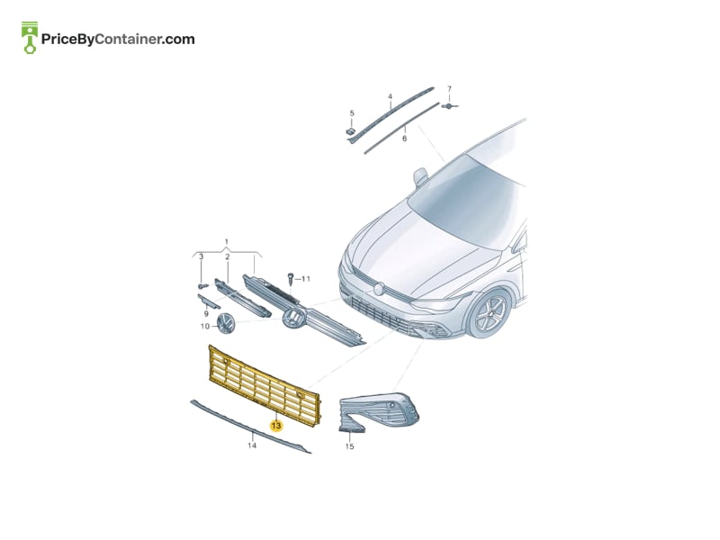AUDI / VOLKSWAGEN 5H0853677H041 — AUDI / VOLKSWAGEN GENUINE GRILL 5H0853677H041