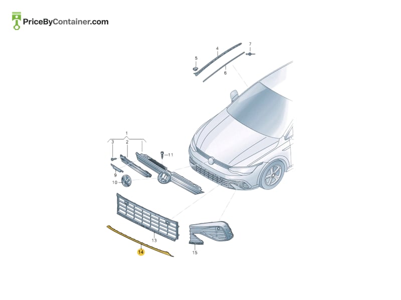 AUDI / VOLKSWAGEN 5H0853765C041 — AUDI / VOLKSWAGEN GENUINE GRILL 5H0853765C041