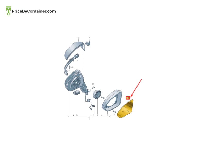 AUDI / VOLKSWAGEN 5H0857522F — AUDI / VOLKSWAGEN GENUINE MIRROR 5H0857522F
