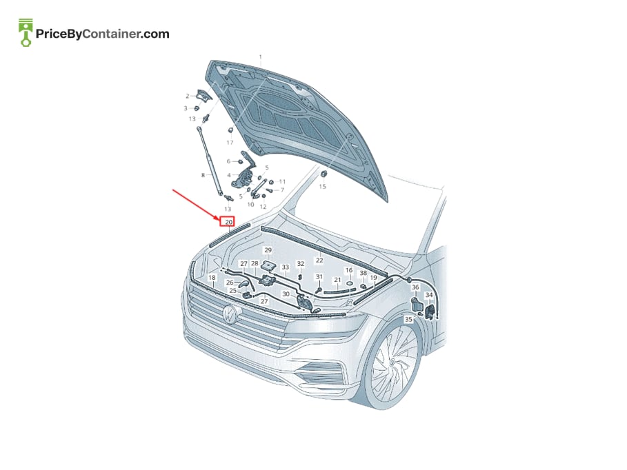 AUDI / VOLKSWAGEN 760823738A — AUDI GENUINE BONNET SEAL 760823738A