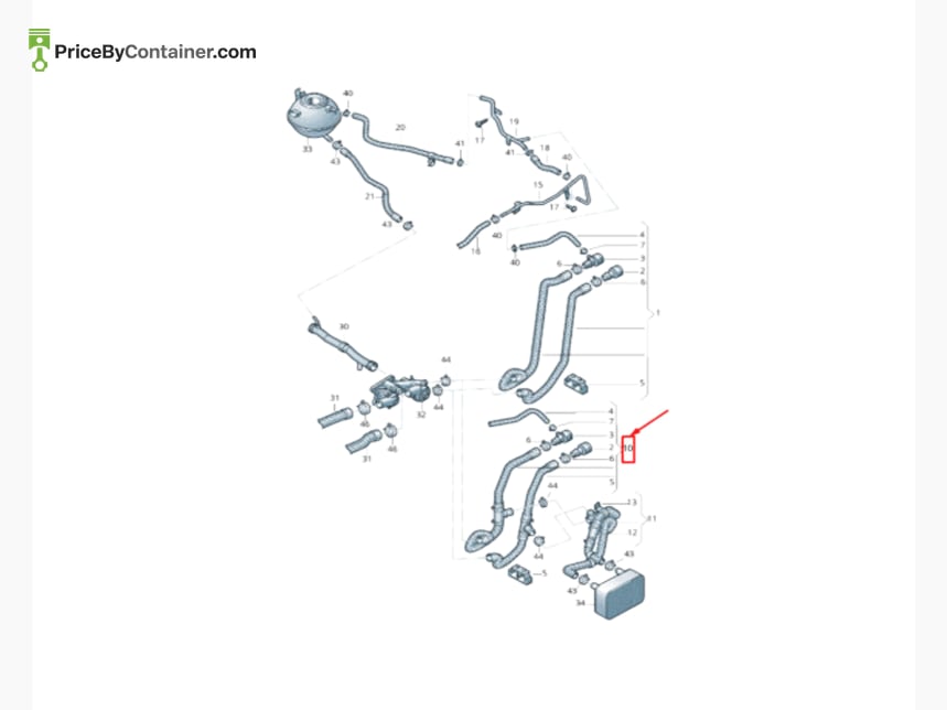 AUDI / VOLKSWAGEN 7N0122157AJ — AUDI / VOLKSWAGEN GENUINE COOLANT HOSE 7N0122157AJ