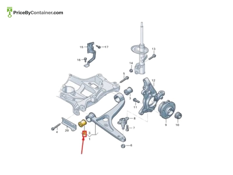 AUDI / VOLKSWAGEN 7T0407183A — AUDI GENUINE BONDED RUBBER BUSH 7T0407183A