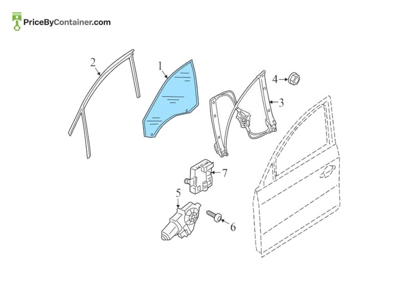 AUDI / VOLKSWAGEN 80A845201A — AUDI / VOLKSWAGEN GENUINE WINDOW GLASS 80A845201A