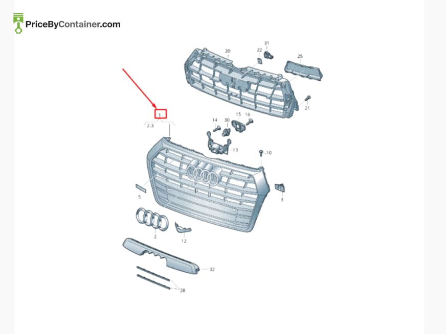 AUDI / VOLKSWAGEN 80A853651AMX3 — AUDI / VOLKSWAGEN GENUINE RADIATOR GRILLE 80A853651AMX3