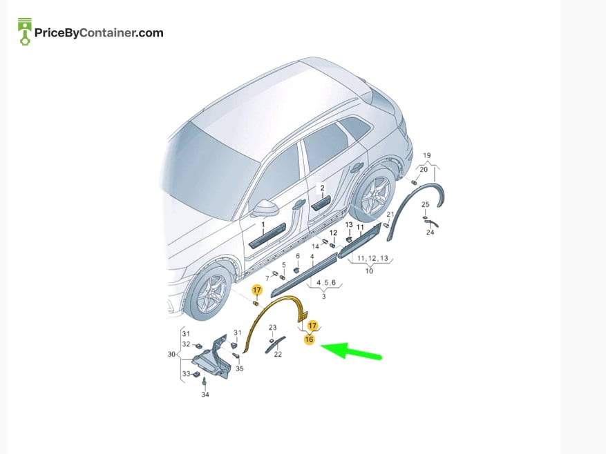 AUDI / VOLKSWAGEN 80A853717D4W3 — AUDI / VOLKSWAGEN GENUINE WHEEL ARCH COVER FR LH 80A853717D4W3