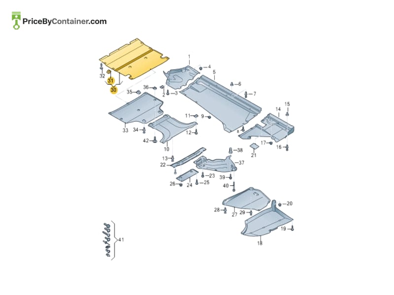 AUDI / VOLKSWAGEN 80B863821C — AUDI / VOLKSWAGEN GENUINE ENGINE UNDER COVER 80B863821C