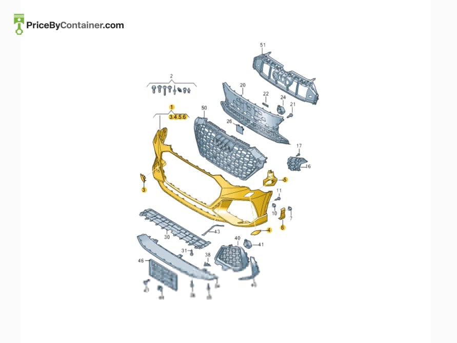 AUDI / VOLKSWAGEN 83A807065GRU — AUDI / VOLKSWAGEN GENUINE FRONT BUMPER 83A807065GRU