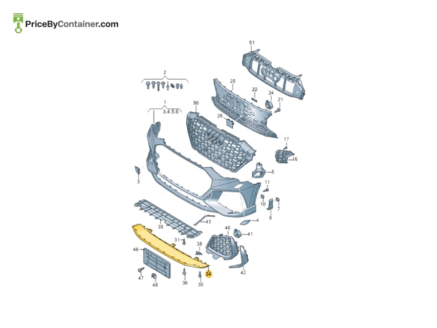 AUDI / VOLKSWAGEN 83A807717T94 — AUDI / VOLKSWAGEN GENUINE FRONT FIBER BUMPER COVER/SPOILER 83A807717T94