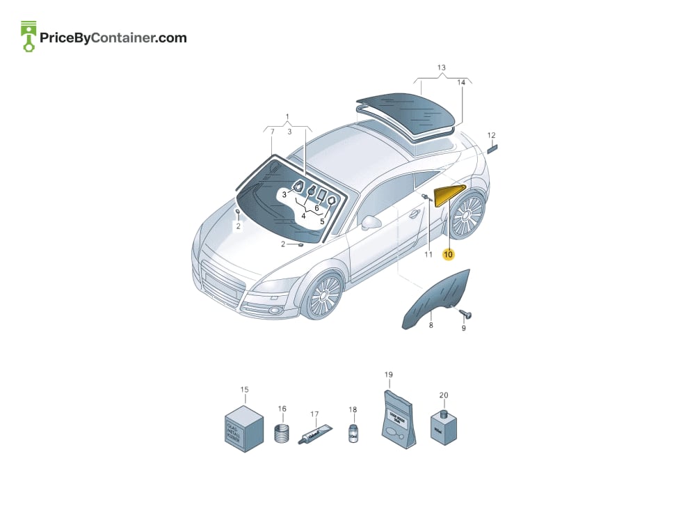 AUDI / VOLKSWAGEN 8J8845299BNVB — AUDI / VOLKSWAGEN GENUINE SIDE WINDO 8J8845299BNVB