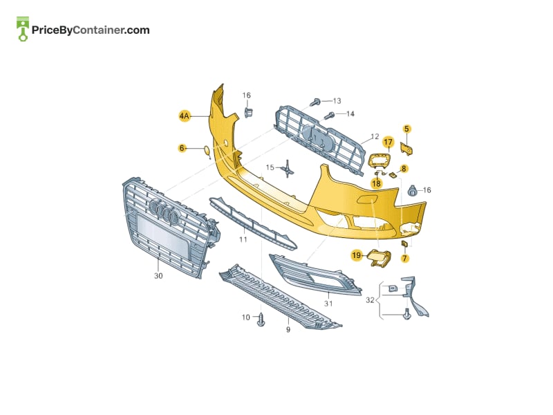 AUDI / VOLKSWAGEN 8K0807065CGRU — AUDI / VOLKSWAGEN GENUINE FRT BUMPER 8K0807065CGRU