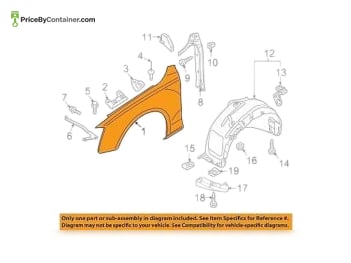 AUDI / VOLKSWAGEN 8R0821106A — AUDI / VOLKSWAGEN GENUINE FRNT RIGHT FENDER 8R0821106A
