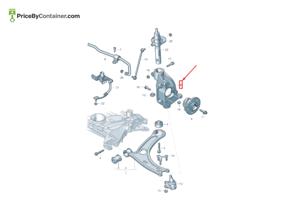 AUDI / VOLKSWAGEN 8S0407254F — AUDI GENUINE WHEEL BEARING HOUSING 8S0407254F