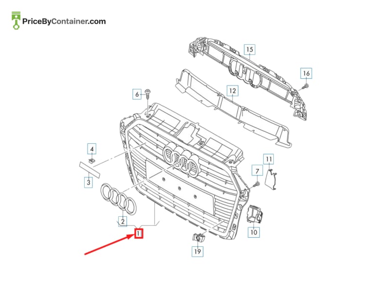 AUDI / VOLKSWAGEN 8V3853651AA3FZ — AUDI GENUINE GRILLE 8V3853651AA3FZ