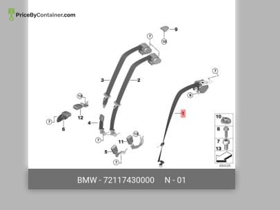 BMW 72117430000 — BMW GENUINE UPPER REAR BELT 72117430000