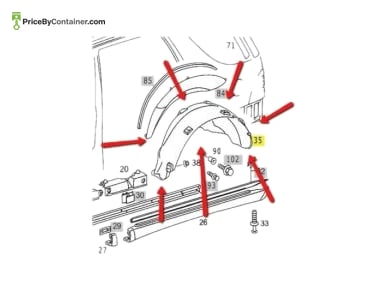 MERCEDES-BENZ 1638840422 — DESCRIPTION Mercedes-Benz Genuine Rear Right Cover 1638840422