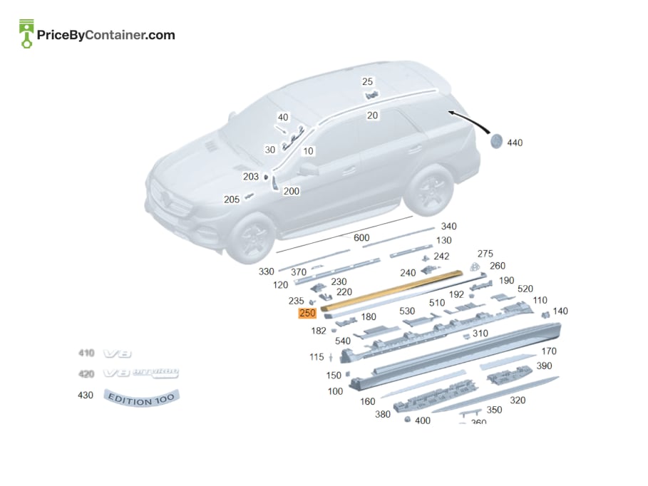 MERCEDES-BENZ 1676907505 — MERCEDES BENZ GENUINE STEP INSERT A1676907505
