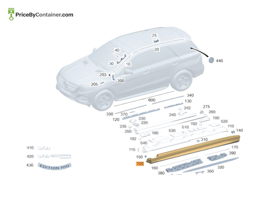 MERCEDES-BENZ 1676985101 — MERCEDES BENZ GENUINE TRIM LONGITUDINAL MEMBER A1676985101