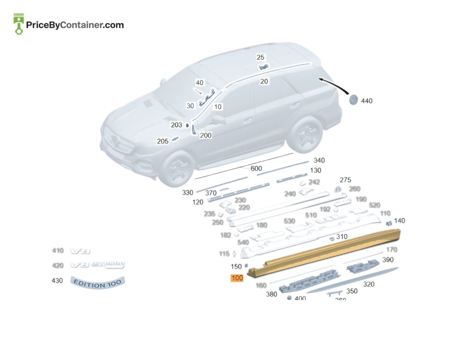 MERCEDES-BENZ 16769851019999 — MERCEDES BENZ GENUINE TRIM LONGITUDINAL MEMBER A16769851019999