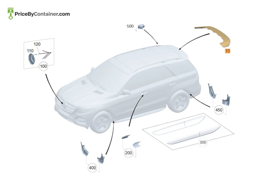 MERCEDES-BENZ 1677930400 — MERCEDES BENZ GENUINE REAR SPOILER ATTACHMENT A1677930400