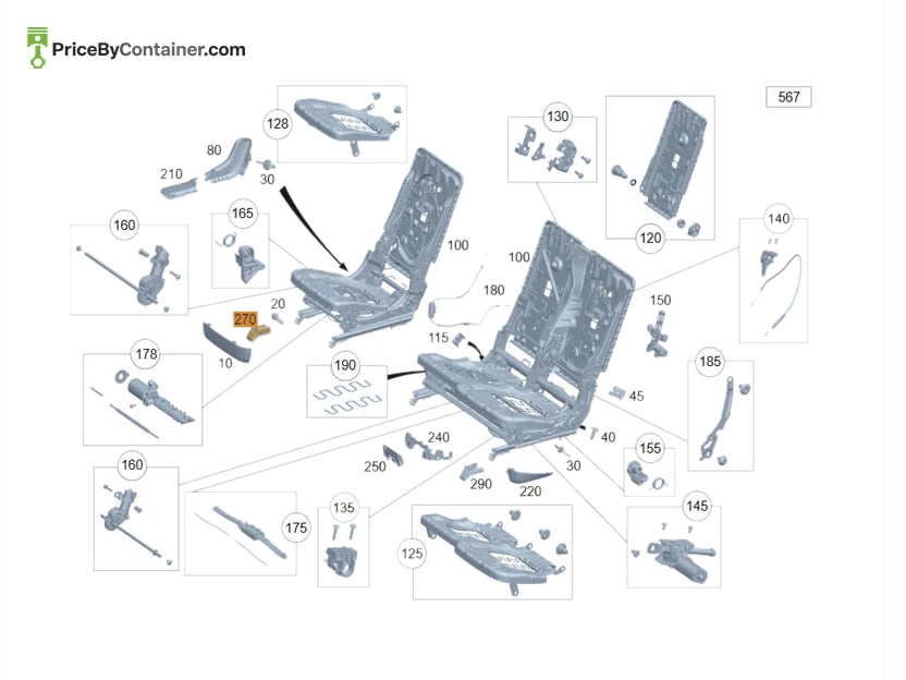 MERCEDES-BENZ 16791924009051 — MERCEDES BENZ GENUINE COVER SEAT GUIDE RAIL A16791924009051