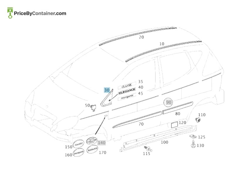 MERCEDES-BENZ 16869001879C30 — MERCEDES BENZ GENUINE TRIM MOLDING A16869001879C30