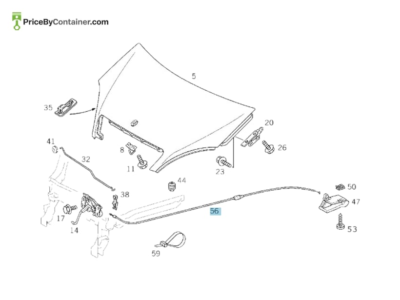 MERCEDES-BENZ 168880005964 — MERCEDES BENZ GENUINE HOOD CABLE A168880005964