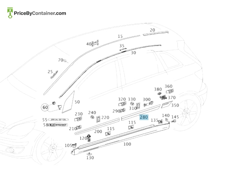 MERCEDES-BENZ 16969036629999 — MERCEDES BENZ GENUINE PROTECTIVE STRIP A16969036629999