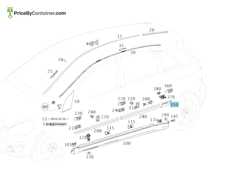 MERCEDES-BENZ 16969039629191 — MERCEDES BENZ GENUINE PROTECTIVE STRIP A16969039629191