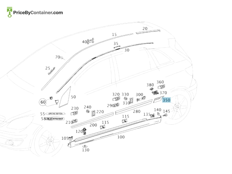 MERCEDES-BENZ 16969040629650 — MERCEDES BENZ GENUINE PROTECTIVE STRIP A16969040629650