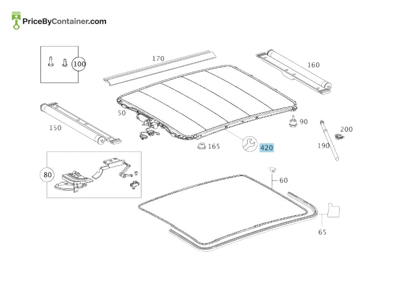 MERCEDES-BENZ 1697800244 — MERCEDES BENZ GENUINE Sunroof Guide Rail Repair Set A1697800244