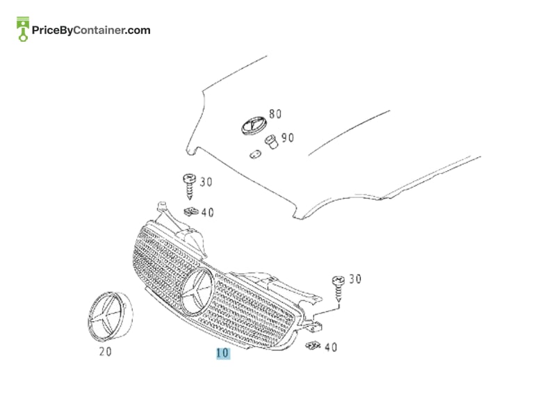 MERCEDES-BENZ 1708800485 — MERCEDES BENZ GENUINE GRILLE A1708800485