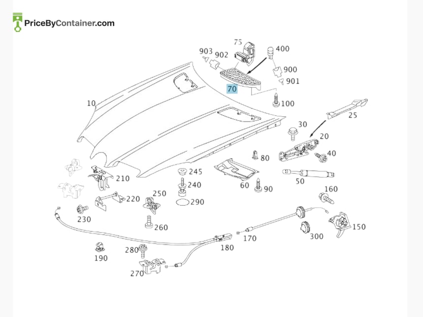 MERCEDES-BENZ 1718800585 — MERCEDES BENZ GENUINE BONNET GRILLE A1718800585